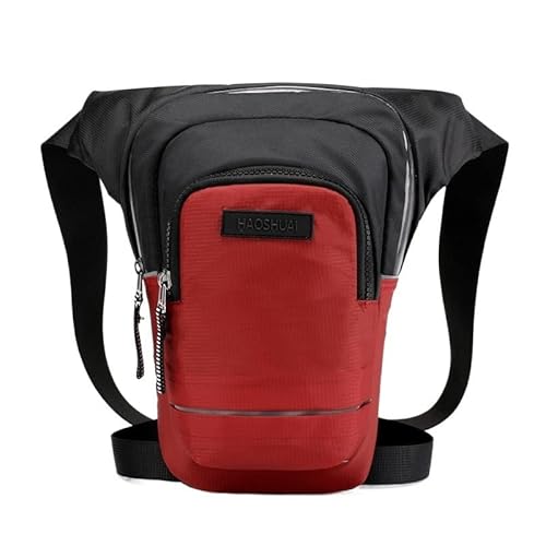 Beintasche,Beintasche Motorrad,Oberschenkeltasche Reflektierender Riemen, wasserdichte Nylon-Beintasche for Herren, Drop-Fanny-Hüfttasche, Motorrad-Reit-Taillen-Beintasche, Umhängetasche ( Color : Red von YNZUNMY