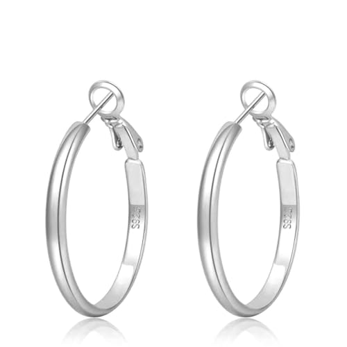 YOCDNOV 1 Paar Creolen Silber - für Breite Creolen Silber Hypoallergene Ohrringe Gold Creolen Modeschmuck Chunky Hoop Earring Dupes für Mädchen, Hypoallergen Geschenke für Frauen(Silber 30MM) von YOCDNOV