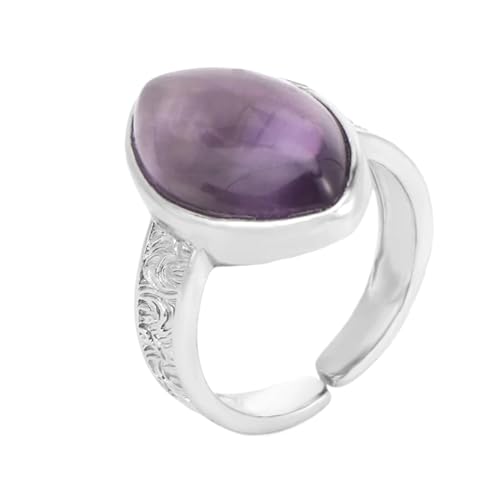 Kristallringe für Herren und Damen, Naturstein, rosa Quarz, Tigerauge, Amethyst, Marquiseschmuck, offener Ring, Adjustable, Edelstein, Quarzit von YOJILI