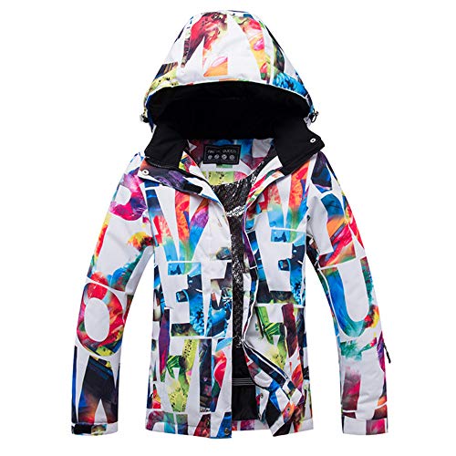 YOJOLO Bunt Bedruckte Damen Skijacke Oberbekleidung Wasserdicht Winddicht Thermo Mountain Windbreaker Mantel,A,L von YOJOLO