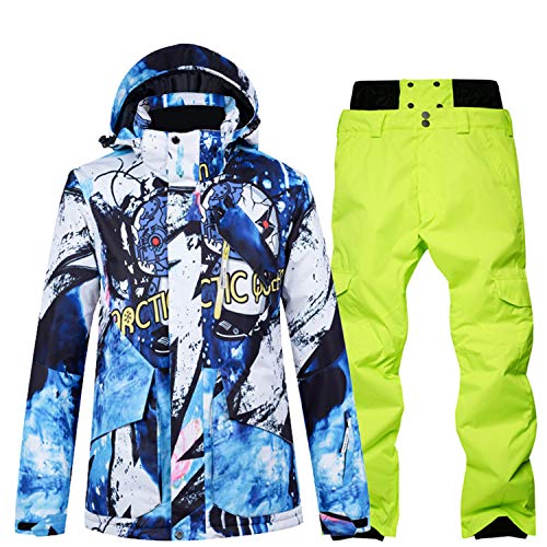 YOJOLO Herren Skianzug Wasserdicht Winddicht Warm Snowboard Jacke Skihose Set Winter Outdoor Sport Schneeanzug Skikleidung Für Männer,C,L von YOJOLO