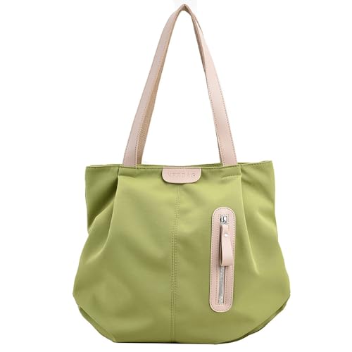 YOKIOU Canvas Umhängetasche Damen mit Reißverschluss Large Capacity Multi-Pocket Strandtasche Shopper Tote Henkeltasche Stofftasche Alltagstaschen für Arbeit Reisen Einkaufen (Green) von YOKIOU