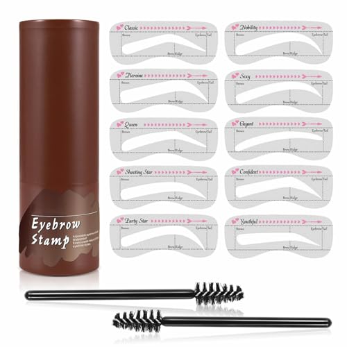 Perfect Brows Schablone und Stempel-Set, Augenbrauen-Schablonen-Set mit Augenbrauenpinsel, Augenbrauenstempel-Set, Schwammapplikator, wasserdicht, langlebig, Augenbrauen-Schablonen-Set mit 10 Perfect Brows Schablone und Stempel-Set, Augenbrauen-Schablonen-Set mit Augenbrauenpinsel, Augenbrauenstempel-Set, Schwammapplikator, wasserdicht, langlebig, Augenbrauen-Schablonen-Set mit 10 von YOMACY