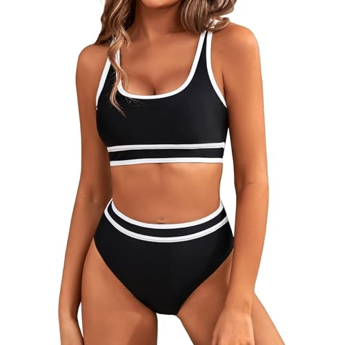 YOMORIO Damen Bikini Set für Frauen, Zweiteiliger Badeanzug Push Up Bauchweg überkreuztes Bikini Bademode Bauchkontrolle Swimsuit Sexy Bikini Sets Crop Top Strapazierfähiger Sport-Bikini Beachwear von YOMORIO