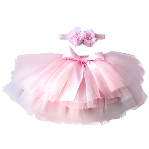 YONKINY Baby Mädchen Tutu Rock Prinzessin Tüllrock Minirock Baby Fotoprops Reifrock Ballettrock für Fotografie Geburtstag, Größen L für 1-2 Jahre, Rosa von YONKOUNY