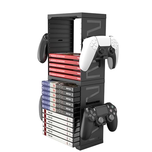 YOPOTIKA Games Tower zur Aufbewahrung von Spielen & Blu Rays, Speichert 24 Spiel und 4 Controllern, Videospiel-Aufbewahrungsturm Spiele-Disc-Halter für PS5 PS4 Xbox Nintendo Switch Spieles YOPOTIKA Games Tower zur Aufbewahrung von Spielen & Blu Rays, Speichert 24 Spiel und 4 Controllern, Videospiel-Aufbewahrungsturm Spiele-Disc-Halter für PS5 PS4 Xbox Nintendo Switch Spieles von YOPOTIKA
