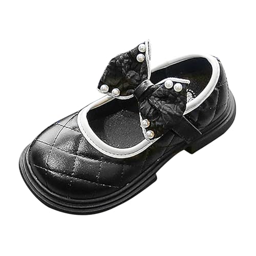 YOSICIL Mädchen Ballerina Schuhe Kinderschuhe Lederschuhe Mary Jane Schuhe mit Schleifen Kleinkind Sandalen für Hochzeit Geburtstag Alltag Geschenk Weihnachten Karneval Halloween, Schwarz, 27 von YOSICIL