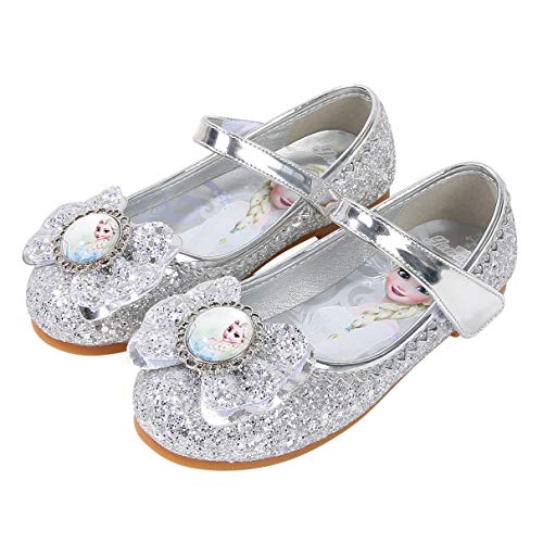 YOSICIL Mädchen Elsa Prinzessinnenschuhe Sandalen Bowknot Low Heels Kinder Ballerina Kristall Pailletten für Partei Verkleidung Halloween Karneval Weihnachten Kindergarten, Silber, 25 YOSICIL Mädchen Elsa Prinzessinnenschuhe Sandalen Bowknot Low Heels Kinder Ballerina Kristall Pailletten für Partei Verkleidung Halloween Karneval Weihnachten Kindergarten, Silber, 25 von YOSICIL