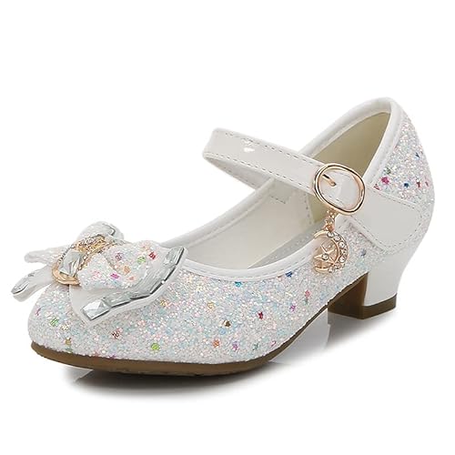 YOSICIL Mädchen Prinzessin Schuhe ELSA Glitzer Schuhe High Heel Pumps mit Pailletten Kinder Ballerinas Schnee Königin Gelee Partei Schuhe Karneval Halloween Party 26-38 von YOSICIL