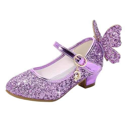 YOSICIL Mädchen Prinzessin Schuhe ELSA Schmetterling Schuhe mit Absatz Pailletten Glitzer Schuhe Kinder Ballerinas Hochzeitsschuhe Partei Festschuhe Karneval Halloween Party, Lila, 31 YOSICIL Mädchen Prinzessin Schuhe ELSA Schmetterling Schuhe mit Absatz Pailletten Glitzer Schuhe Kinder Ballerinas Hochzeitsschuhe Partei Festschuhe Karneval Halloween Party, Lila, 31 von YOSICIL