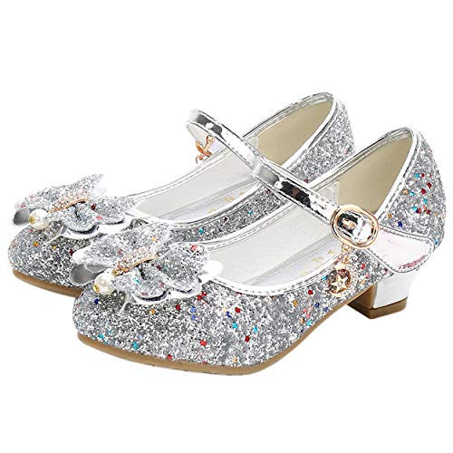 YOSICIL Mädchen Prinzessin Schuhe ELSA Schuhe mit Absatz Anhänger Kristall Schuhe Partei Glitzer Pumps Festliche Schuhe Karneval Party Aufführung Fasching Kostüm Zubehör Schuhe,Silber,36 YOSICIL Mädchen Prinzessin Schuhe ELSA Schuhe mit Absatz Anhänger Kristall Schuhe Partei Glitzer Pumps Festliche Schuhe Karneval Party Aufführung Fasching Kostüm Zubehör Schuhe,Silber,36 von YOSICIL