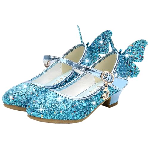 YOSICIL Mädchen Prinzessin Schuhe mit Absatz Glitzer Pumps Kinder Sandalen Ballerinas mit Schleifen Pailletten für Kindergarten Geburtstagsfeiern Verkleidung Hochzeit Partys, Blau, 38 YOSICIL Mädchen Prinzessin Schuhe mit Absatz Glitzer Pumps Kinder Sandalen Ballerinas mit Schleifen Pailletten für Kindergarten Geburtstagsfeiern Verkleidung Hochzeit Partys, Blau, 38 von YOSICIL