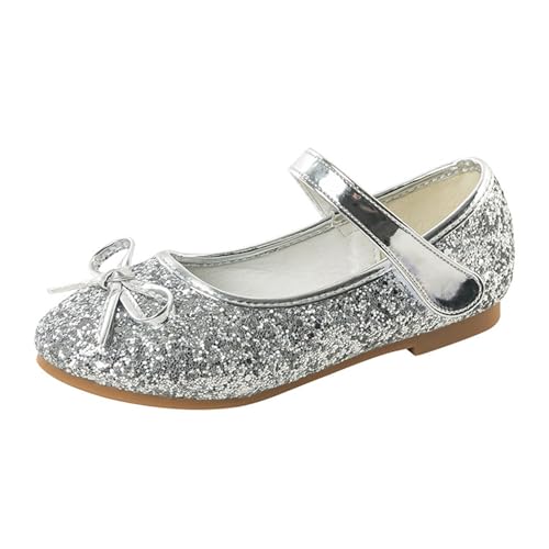 YOSICIL Pailletten Schuhe Mädchen Kinder Schuhe Ballerina Glitzer Glitter Kristalle Sandalen mit Schleifen für Urlaub Geburtstag Geschenk Schule Kindergarten Weihnachten Festival, Silber, 29 YOSICIL Pailletten Schuhe Mädchen Kinder Schuhe Ballerina Glitzer Glitter Kristalle Sandalen mit Schleifen für Urlaub Geburtstag Geschenk Schule Kindergarten Weihnachten Festival, Silber, 29 von YOSICIL