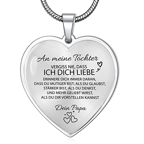 YOTHIWAD An Meine Tochter Kette mit Spruch von Papa,Herz Anhänger Kette,Halskette Tochter,Schmuck Geburtstag Graduierung Geschenke für Tochter von Papa(Silber) von YOTHIWAD