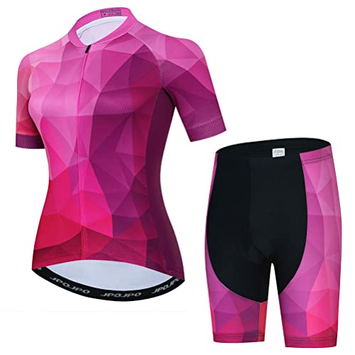 Damen Radtrikot Set, Sommer Kurzarm Damen Mountainbike Shirt und Shorts Kit MTB Anzug Fahrrad Kleidung, T2007-1, XXL von YOUALSO