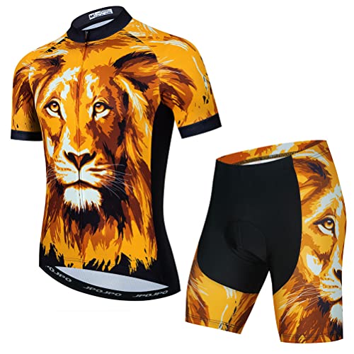 Herren Radtrikot Set Fahrrad Kurzarm Shirt und 3D Kissen Shorts Gepolstert Anzug Radfahren Top, T09, Medium von YOUALSO