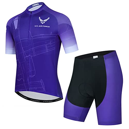 Herren Radtrikot Set Fahrrad Kurzarm Shirt und 3D Kissen Shorts Gepolstert Anzug Radfahren Top, T20, Large von YOUALSO