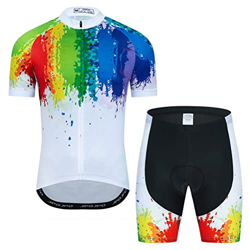 Herren Radtrikot Set Fahrrad Kurzarm Shirt und 3D Kissen Shorts Gepolstert Anzug Radfahren Top, 1T05, XX-Large von YOUALSO