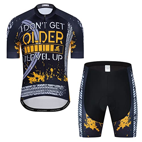 Herren Radtrikot Set Fahrrad Kurzarm Shirt und 3D Kissen Shorts Gepolsterter Anzug Biking Top, T16, XX-Large von YOUALSO