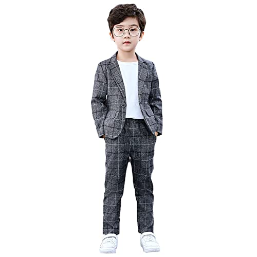 YOUCAI 2-Teilig Kinderanzug Set, Festliche Jungenanzüge, Eleganter Karierten Anzug Set für Kinder, Sakkos Hosenanzug Festival Smoking,Grau-2 STÜCKE,12-13 Jahre YOUCAI 2-Teilig Kinderanzug Set, Festliche Jungenanzüge, Eleganter Karierten Anzug Set für Kinder, Sakkos Hosenanzug Festival Smoking,Grau-2 STÜCKE,12-13 Jahre von YOUCAI