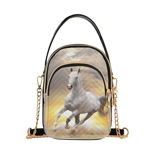 YOUJUNER Damen Crossbody Tasche Umhängetasche Weißes Pferd Kleine Handtasche Schultertasche Handytasche Cross Body Bag von YOUJUNER