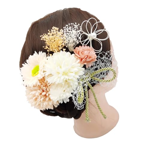 YOUNAFEN Blumen-Haarnadeln mit Gänseblümchen-Zubehör für Frauen und Mädchen, floraler Japonismus für Tsumami-Kopfschmuck, Haarschmuck von YOUNAFEN