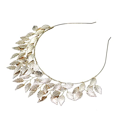 YOUNAFEN Braut-Blattkronen Stirnband Braut Perlen Tiaras Kopfschmuck für Hochzeit Abschlussball Festival Brautjungfer Haarschmuck, leaf, Legierung / Perle, Kein Edelstein von YOUNAFEN