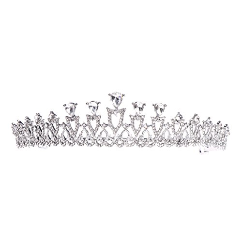 YOUNAFEN Elegante Tiara-Krone, Kristall, Silber, Brautschmuck, glänzend, für Strass, Hochzeits-Tiara, Haarschmuck für Frauen, Hochzeits-Supp, 3.5cm, Legierung, Kein Edelstein von YOUNAFEN