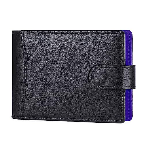 YOUNAFEN Herren Kurze Geldbörse mit Kreditkartenhalter Herausziehbare PU Slim Wallets Bifold Karten Etui Geldklammer, schwarz blau, as pics show von YOUNAFEN