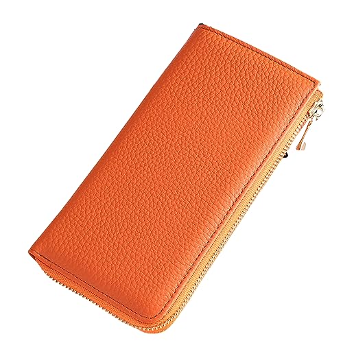 YOUNAFEN Lange Geldbörse im Vintage-Stil für Damen, stilvoller und sicherer Kartenhalter, Handytasche, Reißverschluss, Münzgeldbörse, Orange/Abendrot im Zickzackmuster (Sunset Chevron), as pics show von YOUNAFEN