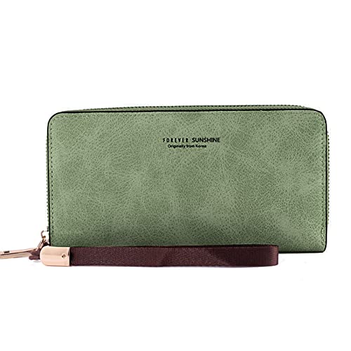 YOUNAFEN Modische Damen-Geldbörse, lang, Clutch, Handygeldbörsen für Mädchen, PU-Leder, Kartenhalter, Handgelenktasche, Grün , as pics show von YOUNAFEN