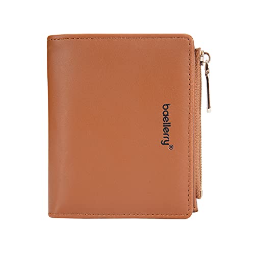 YOUNAFEN Modischer Kreditkartenhalter, lässig, PU-Leder, Mini-Münzgeldbörse, Geldbörse, Tasche für Damen und Mädchen, Business-Geschenk, Braun, as pics show von YOUNAFEN