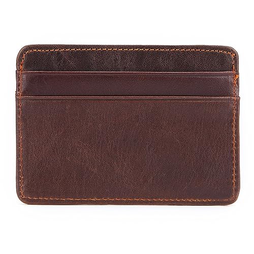 YOUNAFEN Modisches Kreditkartenetui für Damen und Herren, Vintage, kurze Geldbörse, schlanke Brieftaschen, Braun, 10*7.5*0.4cm von YOUNAFEN