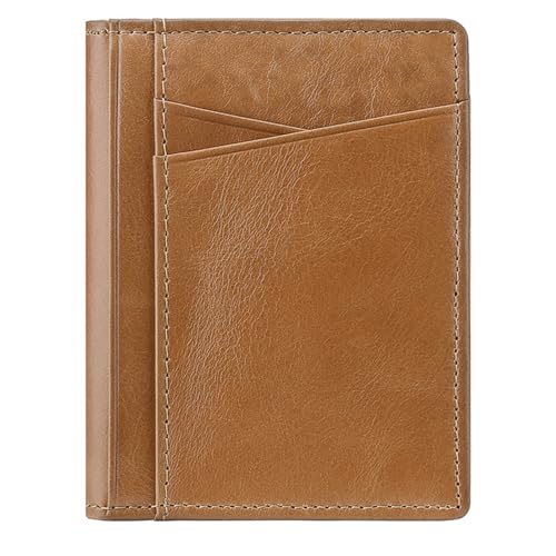 YOUNAFEN RFIDBlocking Kreditkarten-Halter, Bifold Pocket Wallet Multi-Slot Geldbörse für Damen Herren Führerschein Halter, Braun, 8.5*10.5*0.5CM von YOUNAFEN