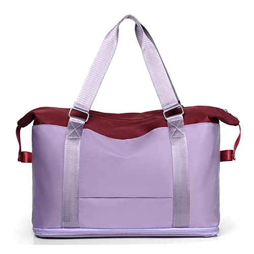 YOUNAFEN Sporttasche für Damen, große erweiterbare Reisetasche, Wochenendtasche, Handgepäck, Workout-Tasche, Übernachtungstasche, Violett, as pics show von YOUNAFEN