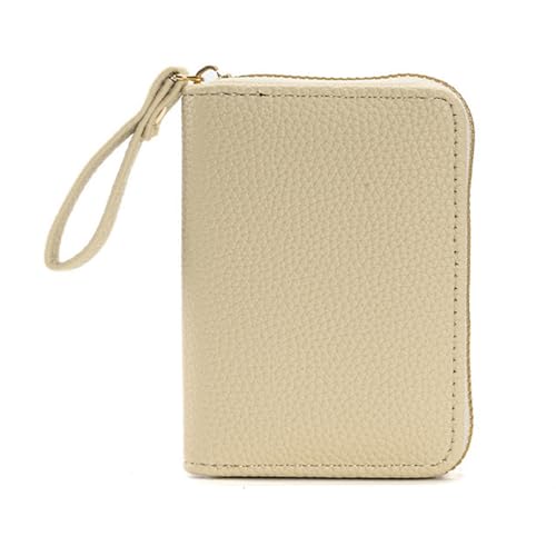 YOUNAFEN Stilvolle mehrfarbige Kartenhalter-Geldbörse, kompakte Münzbörse mit Reißverschluss und Riemen, Karten-Organizer, Tasche für Damen und Herren, Beige, 8*2.5*11cm von YOUNAFEN