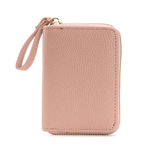 YOUNAFEN Stilvolle mehrfarbige Kartenhalter-Geldbörse, kompakte Münzbörse mit Reißverschluss und Riemen, Karten-Organizer, Tasche für Damen und Herren, Pink, 8*2.5*11cm von YOUNAFEN