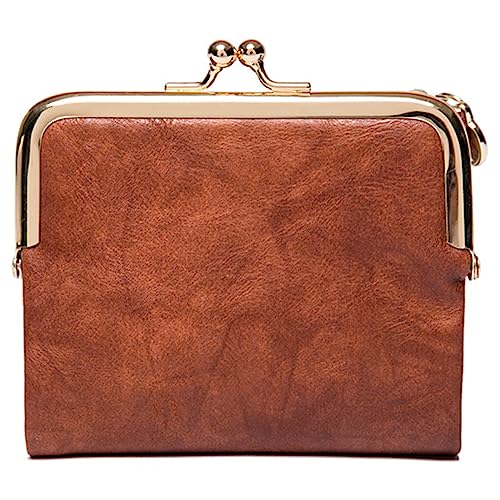 YOUNAFEN Vintage Damen kurze Geldbörse PU Geldbörse Kreditkartenetui Mode Münzgeldbörsen Business Geldbörse für Mädchen, Braun, 12*2*10cm von YOUNAFEN