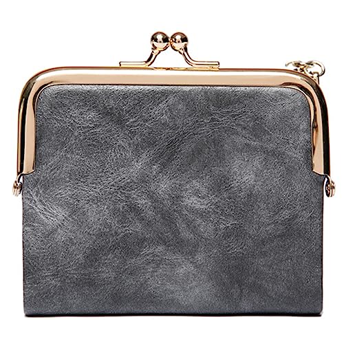 YOUNAFEN Vintage Damen kurze Geldbörse PU Geldbörse Kreditkartenetui Mode Münzgeldbörsen Business Geldbörse für Mädchen, Grau, 12*2*10cm von YOUNAFEN