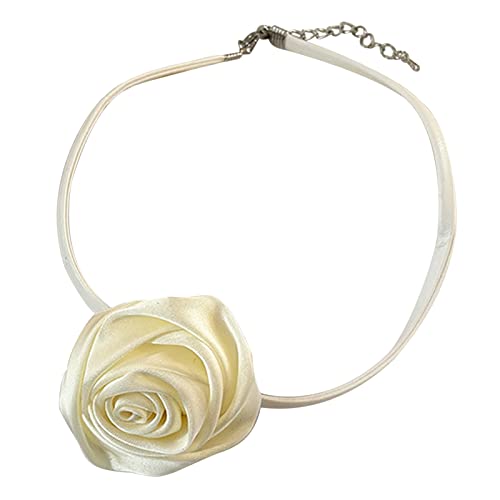 YOUNAFEN Y2K-Halskette mit Gothic-Motiv, elegant, große Rose, Schlüsselbeinkette, verstellbar, für Damen, Brautschmuck, Mariage-Schmuck von YOUNAFEN