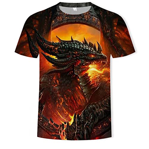 YOUOUSI 3D-Drachen- und Phönix-Serie T-Shirt kurzärmelige Modetasche mit Designdruck lustiges T-Shirt Streetwear von YOUOUSI