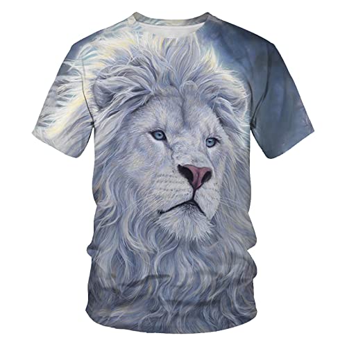 YOUOUSI 3D Lion Series T-Shirt Print T-Shirt Herren Kurzarm Casual Mode Streetwear Modedesign Rundhalsausschnitt von YOUOUSI