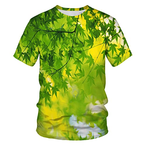 YOUOUSI Blattkollektion 3D-Druck T-Shirt Kurzarm Modetasche mit Designdruck lustiges T-Shirt Streetwear von YOUOUSI