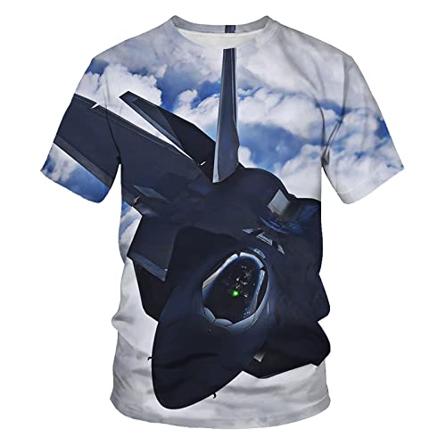 YOUOUSI Flugzeug-Serie 3D-Druck T-Shirt Kurzarm Freizeitmode mit Design T-Shirt Mode Streetwear von YOUOUSI