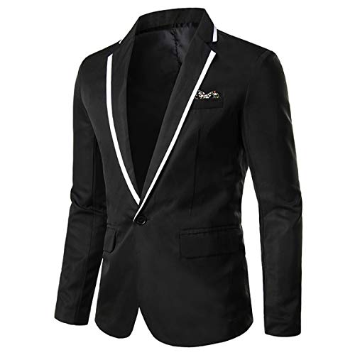 YOUTHUP Herren Sakko Slim Fit Freizeit Modern Anzugjacke für Hochzeit Party Abschluss Business, Schwarz, XL von YOUTHUP