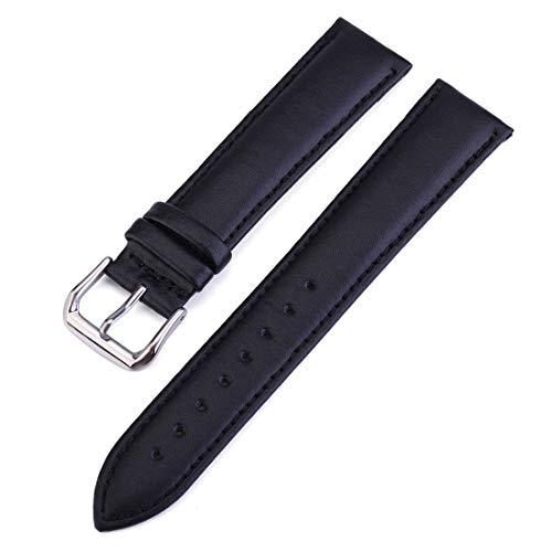 YOUYIMEI Uhrenarmbänder – Ersatz-Uhrenarmbänder, 12 mm/14 mm/16 mm/18 mm/19 mm/20 mm/22 mm/24 mm Ersatz-Uhrenarmband aus Rindsleder mit Dornschließe (Color : Black, Size : 10mm) von YOUYIMEI