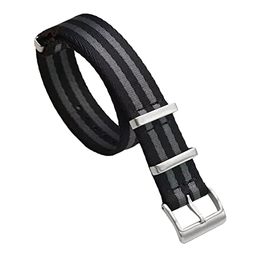 YOUYIMEI Uhrenarmbänder – Ersatz-Uhrenarmbänder, 18/20/22 mm Ersatz-Uhrenarmband aus Nylon for Herren, gestreift, bedruckt, Zubehör for Uhrenarmbänder (Color : Black Grey, Size : 18mm) von YOUYIMEI