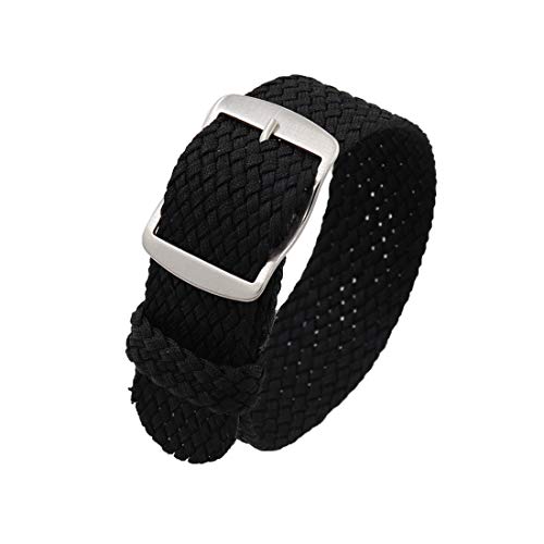 YOUYIMEI Uhrenarmbänder – Ersatz-Uhrenarmbänder, 18/20/22 mm Vintage-Nylon-Uhrenarmband, Ersatz, einteilige, tragbare und atmungsaktive Uhr (Color : Black (Silver), Size : 20mm) von YOUYIMEI