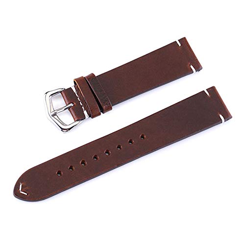 YOUYIMEI Uhrenarmbänder – Ersatz-Uhrenarmbänder, 18–24 mm, for Herren und Damen, echtes Leder, Retro-Armband, Edelstahl-Dornschließe, elegante Armbanduhr (Color : Black Brown, Size : 18mm) von YOUYIMEI