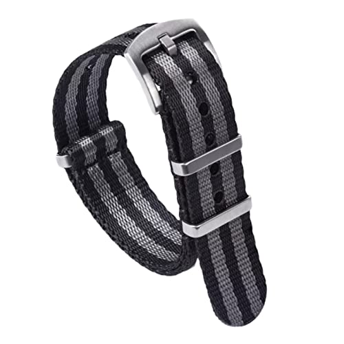 YOUYIMEI Uhrenarmbänder – Ersatz-Uhrenarmbänder, 20 mm–22 mm Stil, metallischer Glanz, seidiges Nylon-Uhrenarmband, Ersatz-Uhrenarmband-Zubehör (Color : Black with Gray, Size : 20mm) von YOUYIMEI